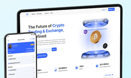 Hybrid Crypto Exchange with company logo